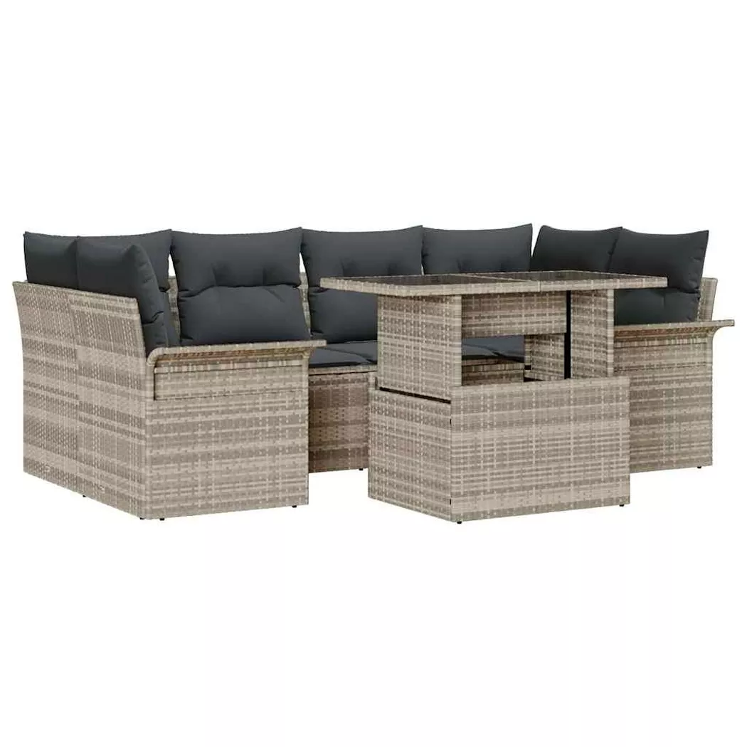 Vidaxl - Set Divano Da Giardino 7 Pcs Grigio Chiaro Poly Rattan