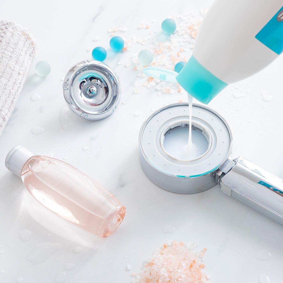 InnovaGoods Pommeau de douche avec distributeur - 2 images de rayonnement différentes  