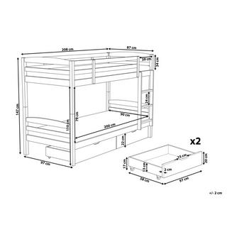 Beliani Hochbett mit Schubladen aus Kiefernholz Modern REVIN  