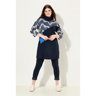 Ulla Popken  Maglia dal taglio lungo e oversize in cotone biologico con collo alto e maniche a 3/4 