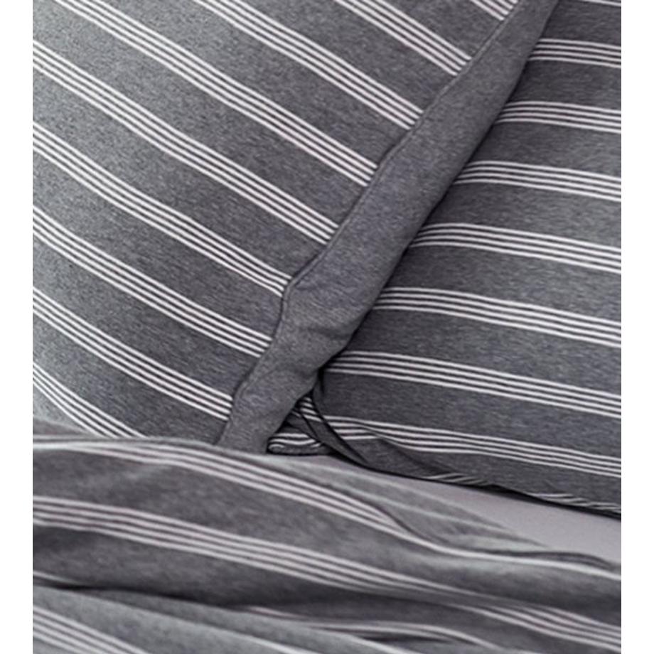 Living Home Melange Jersey Double Face Gestreifte Bettwäsche Set  