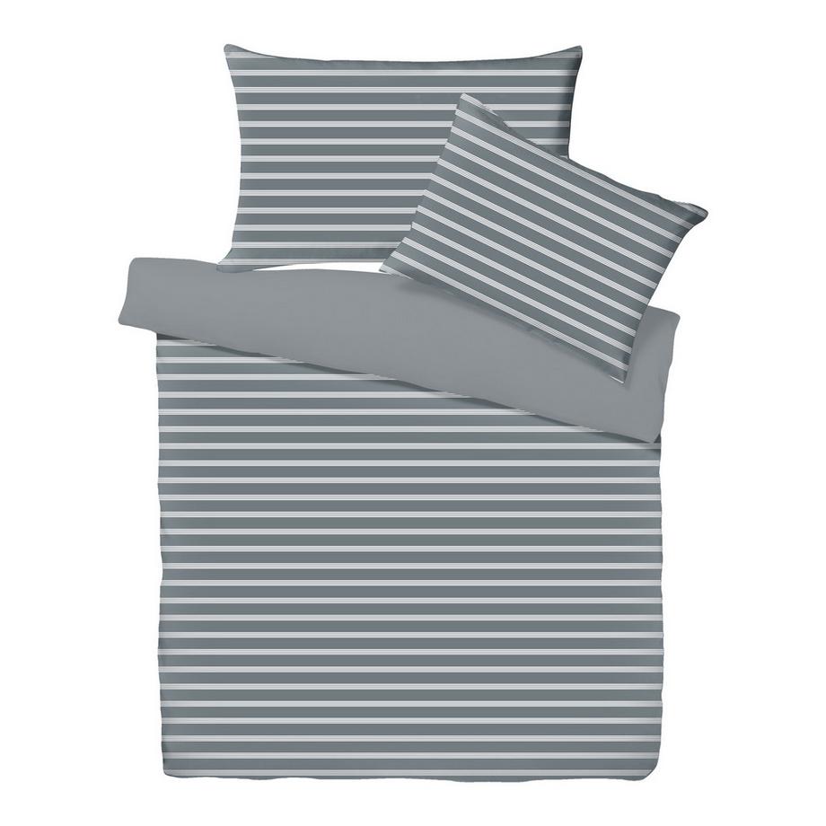 Living Home Melange Jersey Double Face Gestreifte Bettwäsche Set  