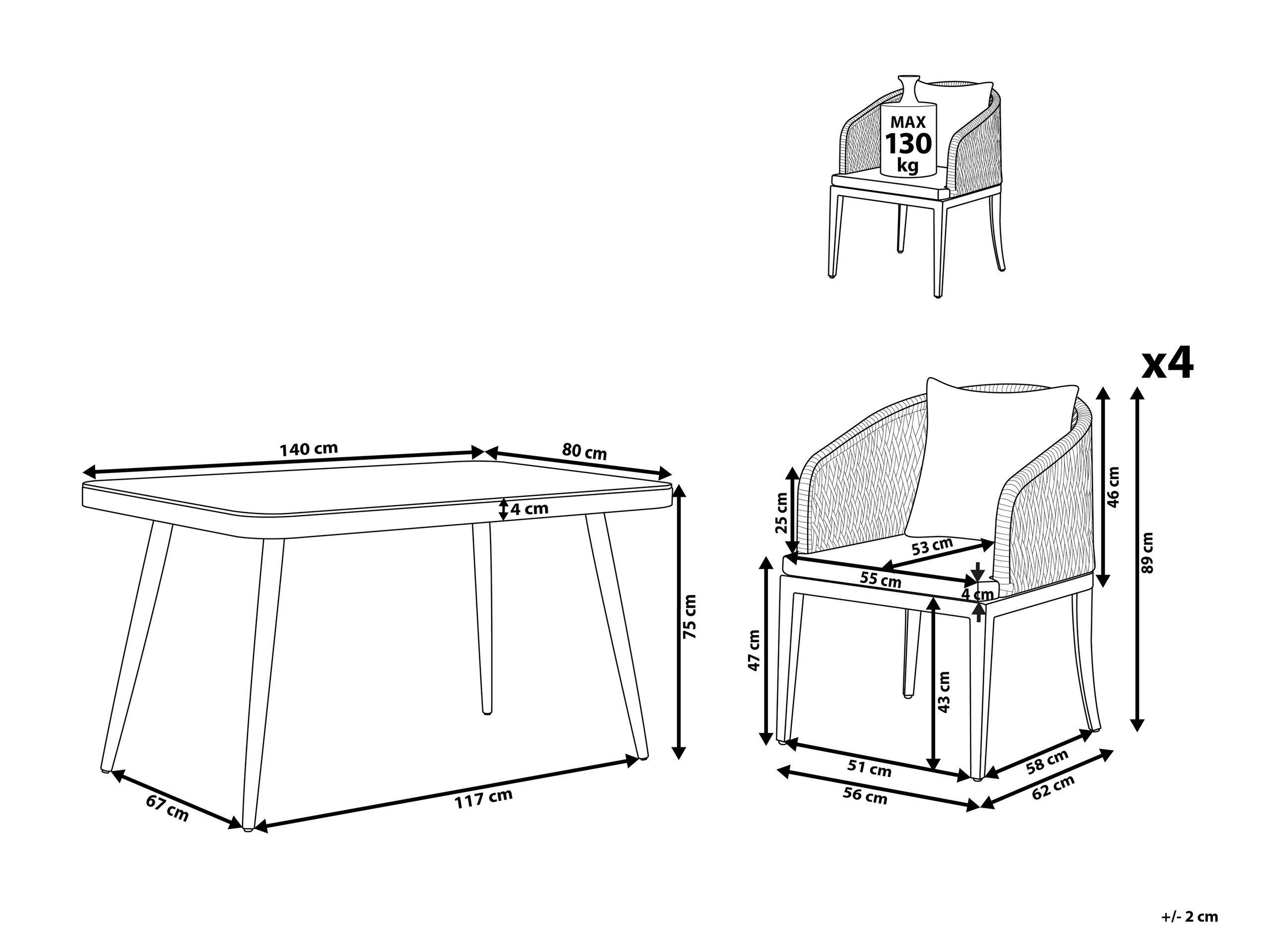 Beliani Gartentisch Set aus Aluminium Industriell LIPARI  