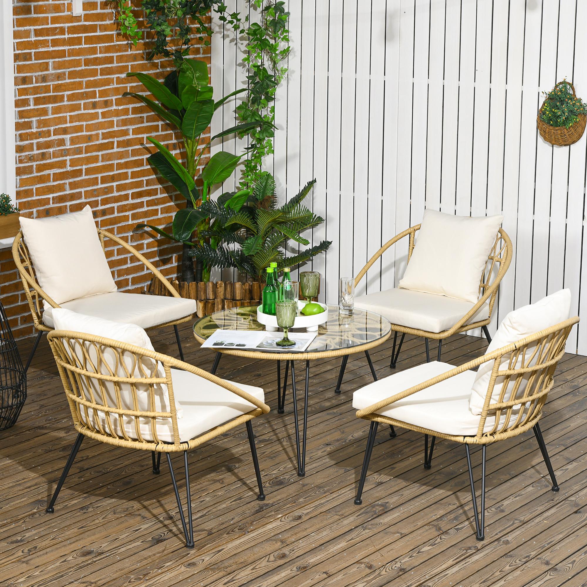 Outsunny Salon de jardin en rotin  