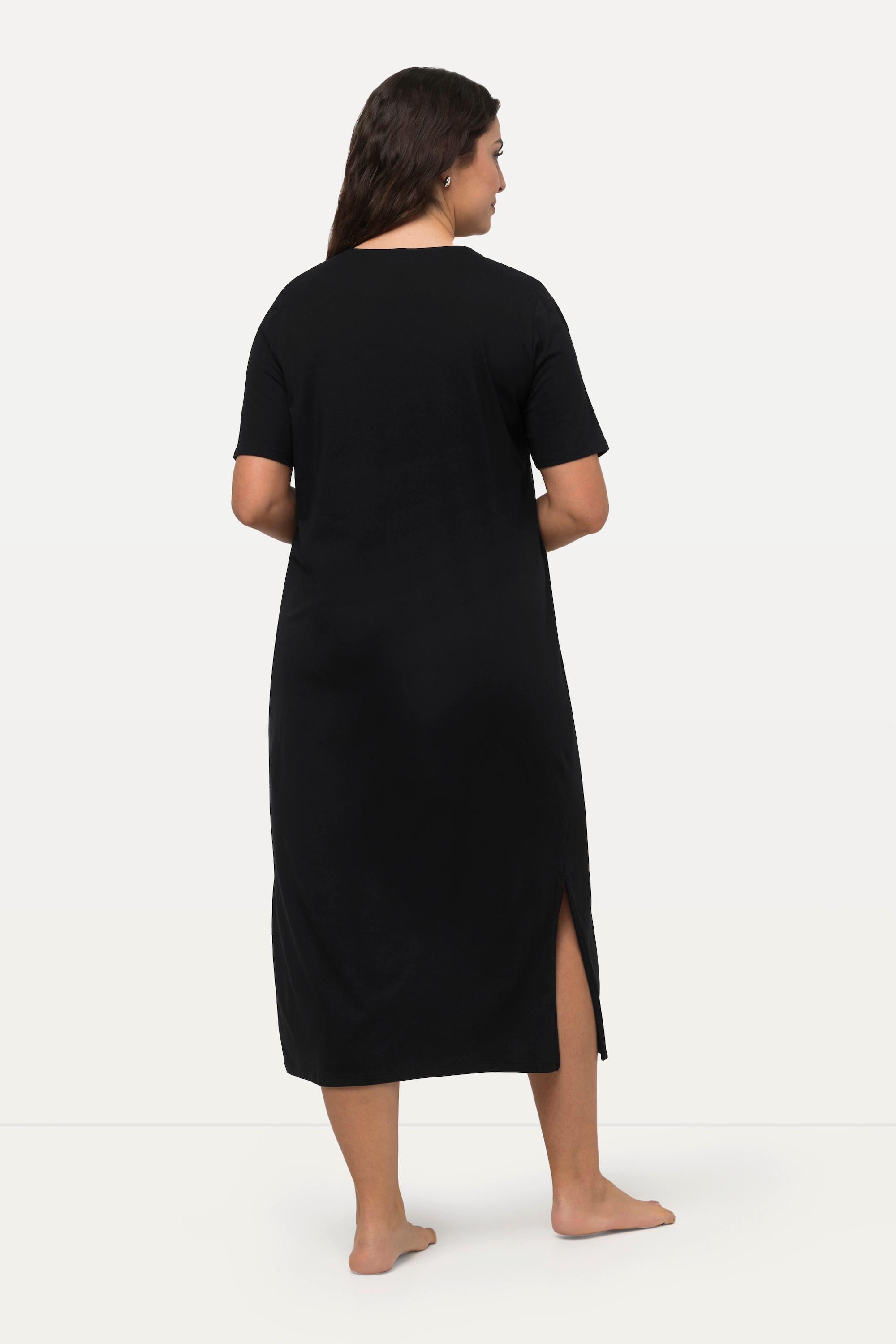 Ulla Popken Camicia da notte Ricami Traforati Scollo a V Mezza Manica  