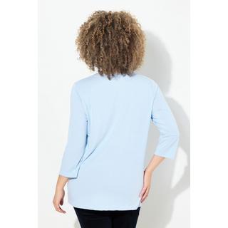 Ulla Popken  T-shirt imprimé. Coupe Classic Fit. Col en V et manches 3/4. 