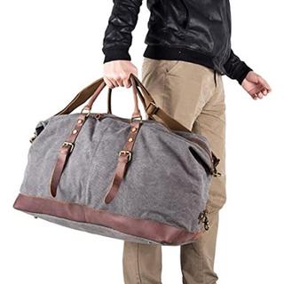 Only-bags.store  Vintage Canvas PU Leder Unisex Handgepäck Reisetasche Sporttasche Weekender Tasche für Kurztrip 