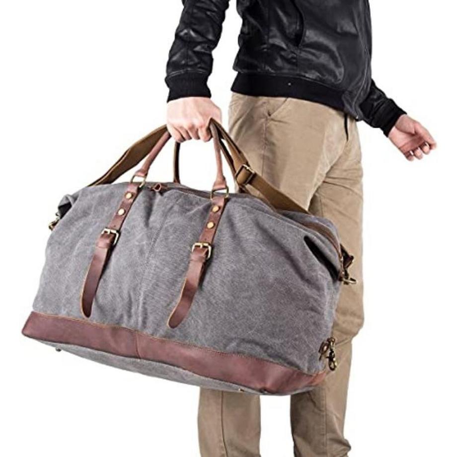 Only-bags.store Vintage Canvas PU Leder Unisex Reisetasche  