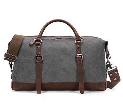 Only-bags.store  Vintage Canvas PU Leder Unisex Handgepäck Reisetasche Sporttasche Weekender Tasche für Kurztrip 