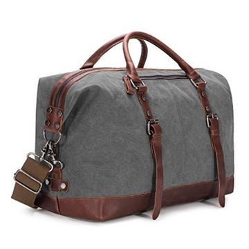 Vintage Canvas PU Leder Unisex Handgepäck Reisetasche Sporttasche Weekender Tasche für Kurztrip