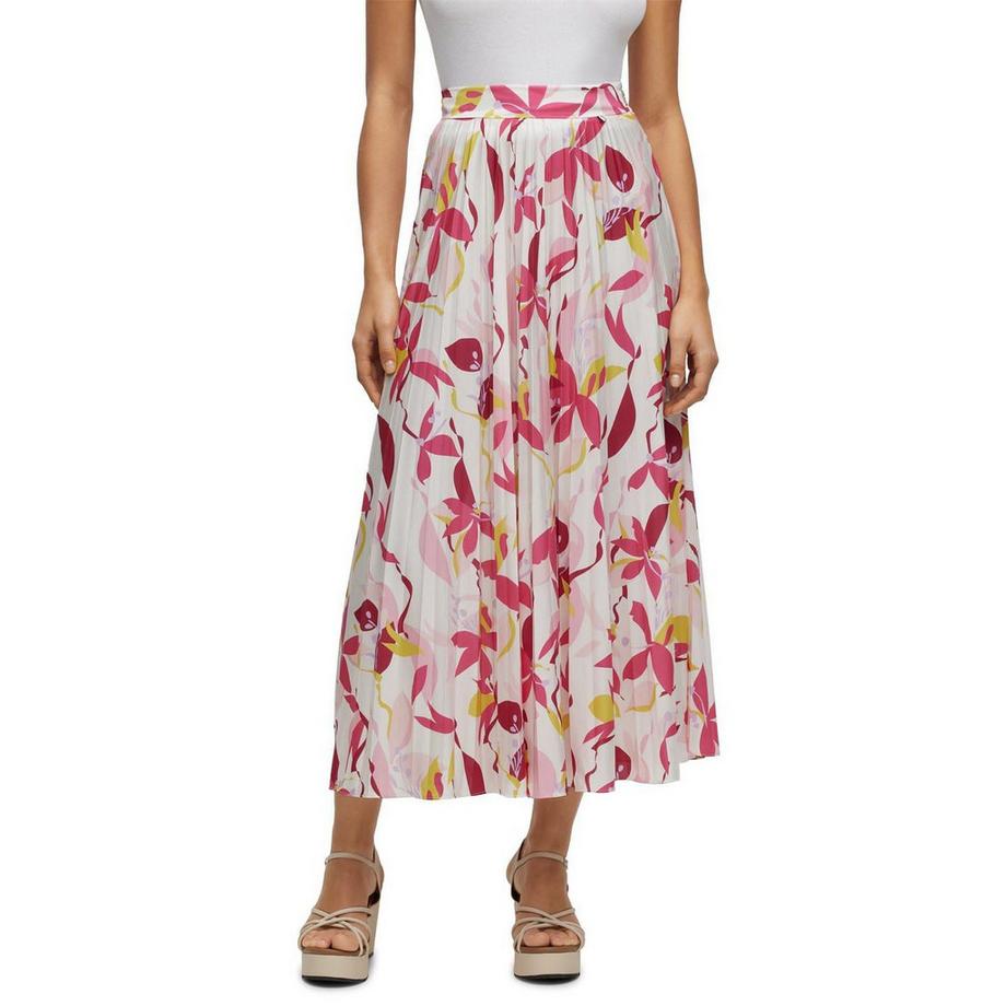 BOSS Erikes Plissierter Rock mit Blättermuster Midi  