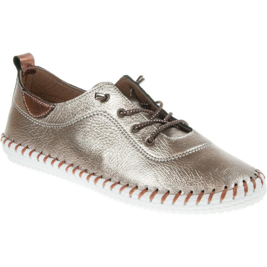 Leinenschuhe St Ives, Metallic, Leder