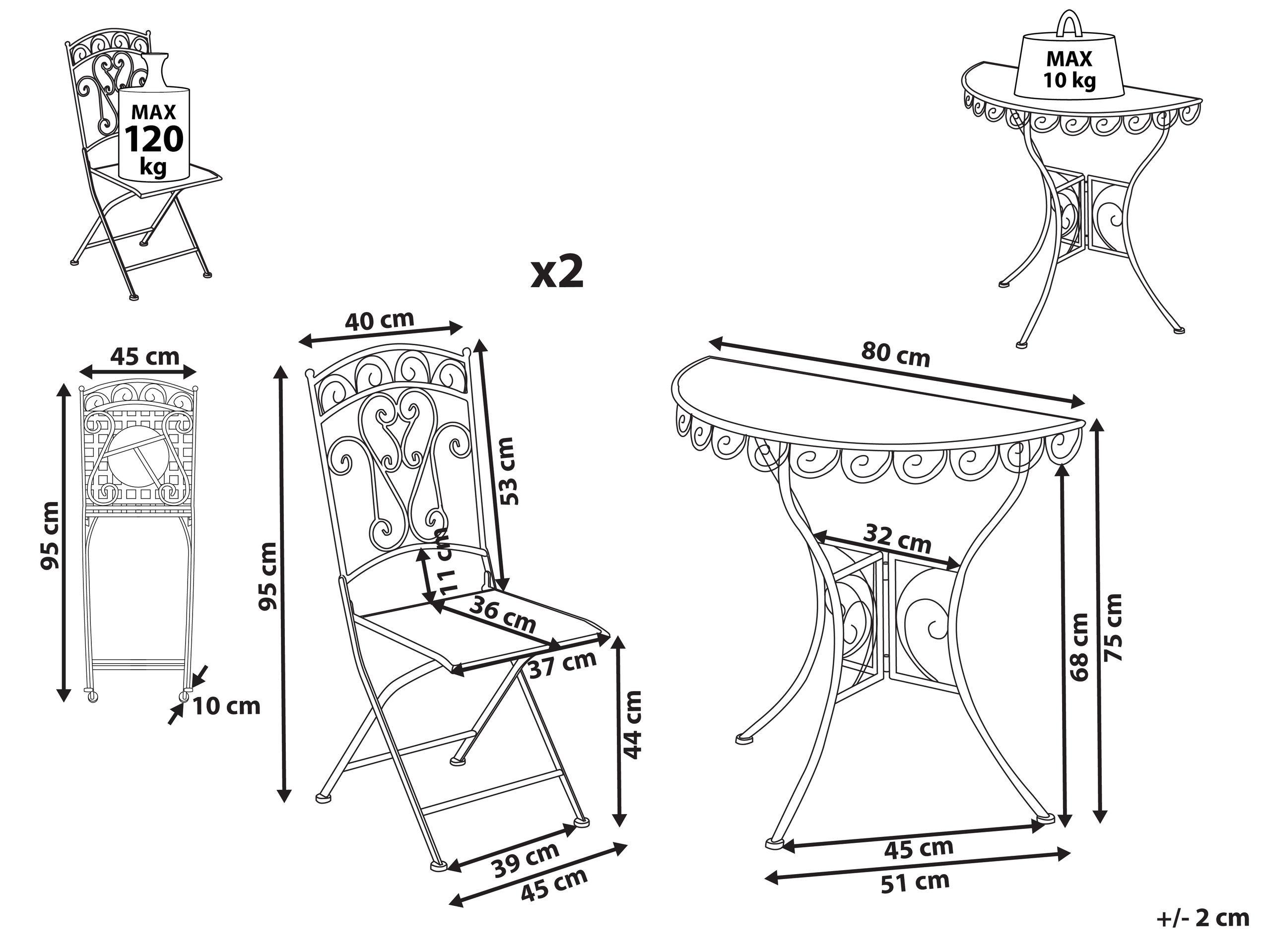 Beliani Set bistrot en Ferro Retrò JUINA  