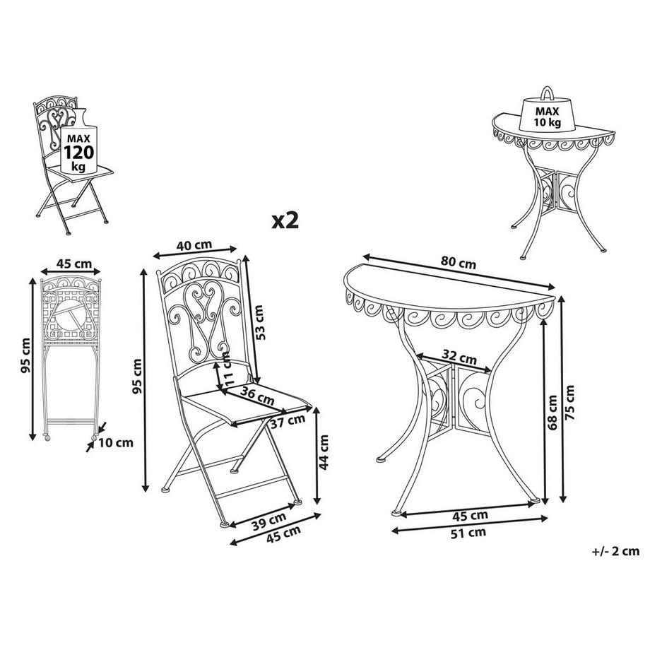 Beliani Bistro Set aus Eisen Retro JUINA  