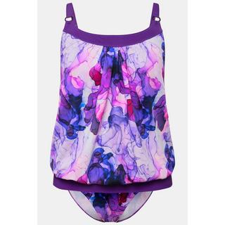 Ulla Popken  Tankini con design marmorizzato, coppe morbide e spalline regolabili 