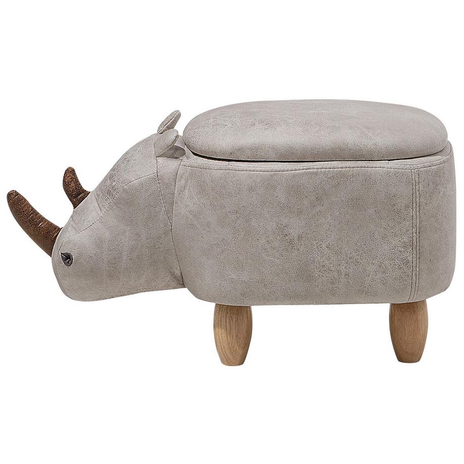 Beliani Tabouret de rangement animal en Cuir PU Rustique RHINO  