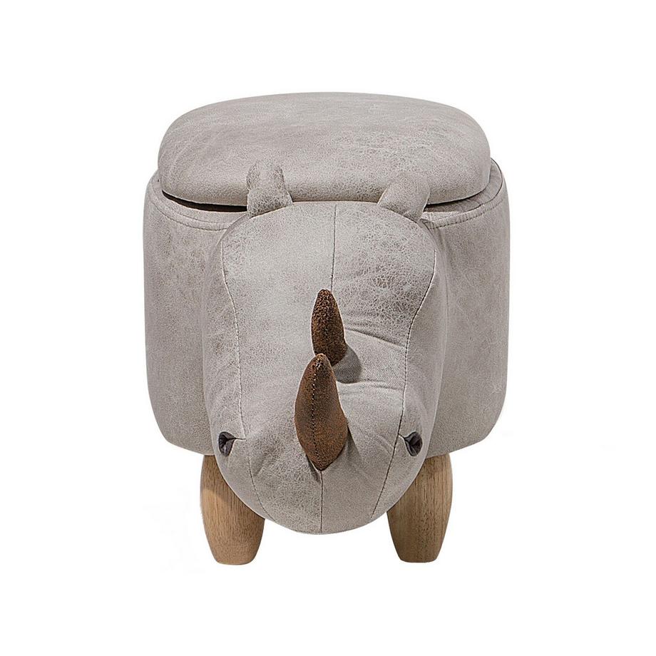 Beliani Tabouret de rangement animal en Cuir PU Rustique RHINO  