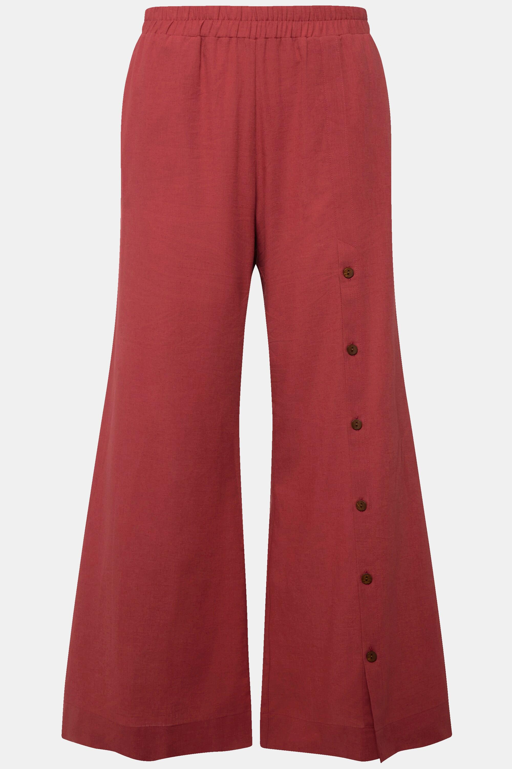 Ulla Popken  Pantaloni palazzo in lino misto con cintura elastica e taglio della gamba ampio 