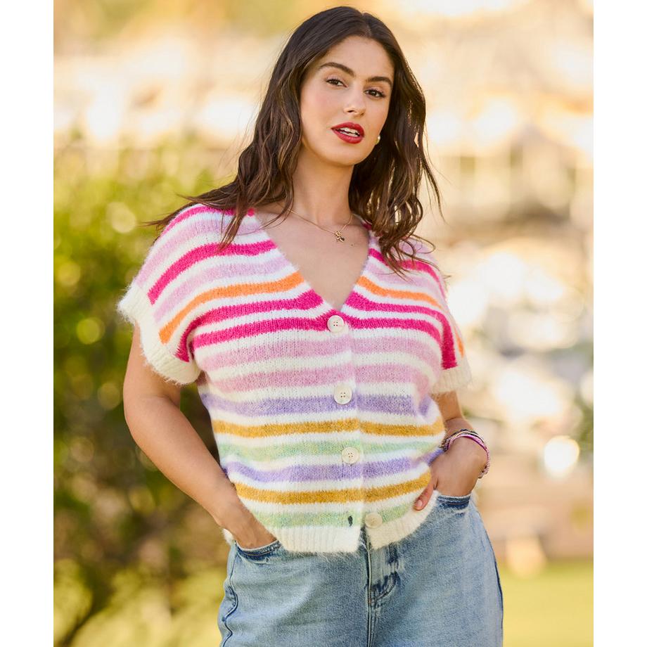 Joe Browns Cardigan a righe senza maniche scollo a V  