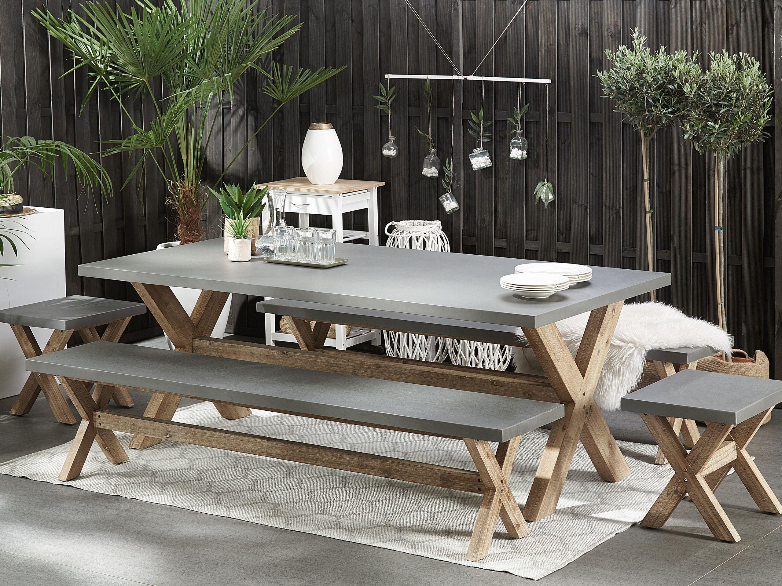 Beliani Table de jardin en Fibre-ciment Industriel OLBIA  