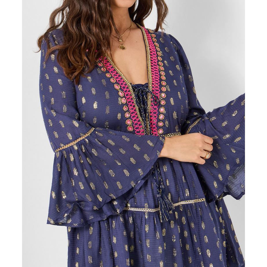 Joe Browns Robe Tunique Col V à Lacets et Perles  