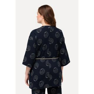 Ulla Popken  Kimono in cotone biologico con ricami, scollo a V e maniche a 3/4 