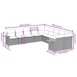 VidaXL Ensemble de canapés de jardin rotin synthétique  