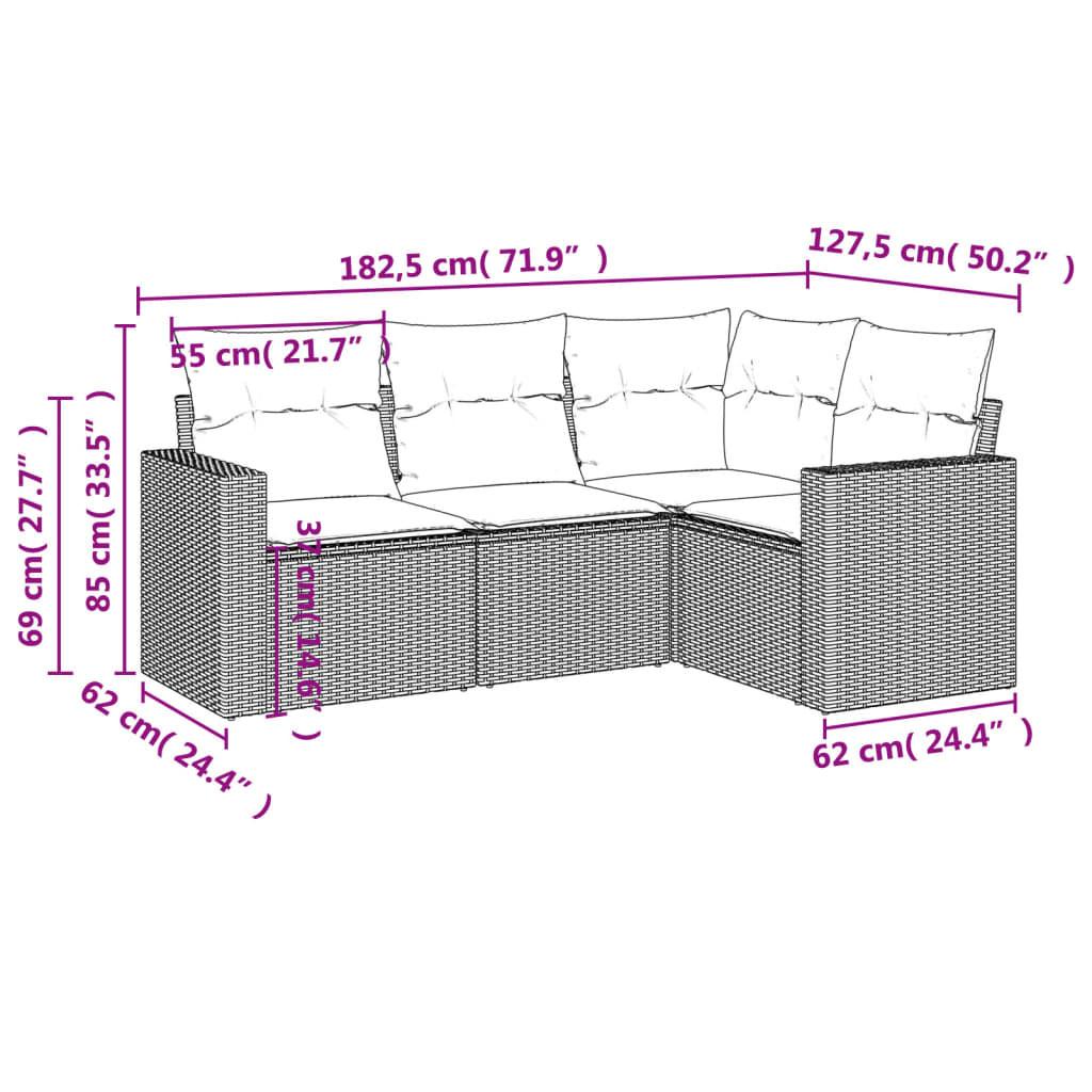 VidaXL set divano da giardino Polirattan  