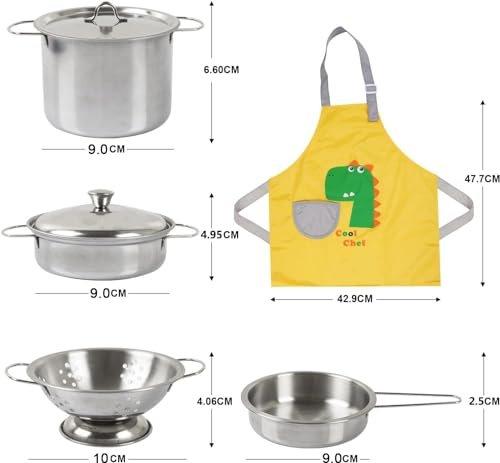 Activity-board  Accessoires de cuisine pour enfants, jeu de nourriture en bois, ensemble de cuisine en acier inoxydable, jouet pour enfants 