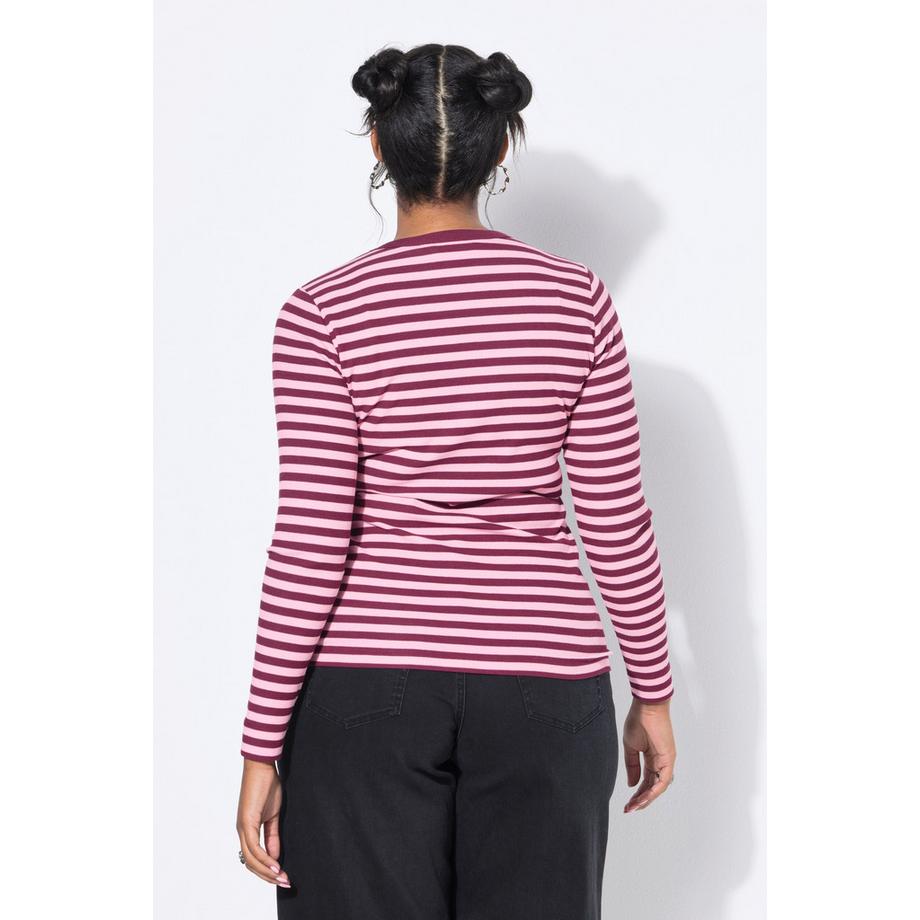 Studio Untold T-shirt Slim Shape Rigato Jersey Costine Maniche Lunghe  