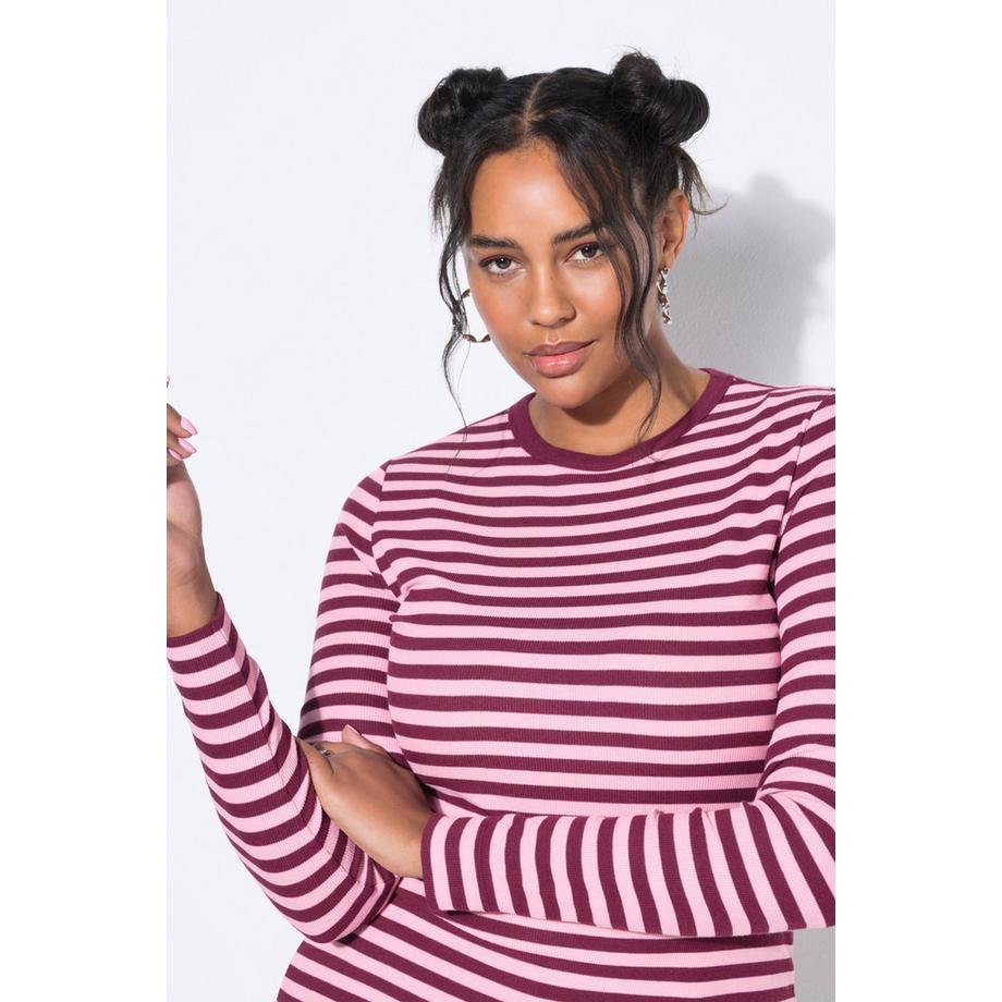 Studio Untold T-shirt Slim Shape Rigato Jersey Costine Maniche Lunghe  