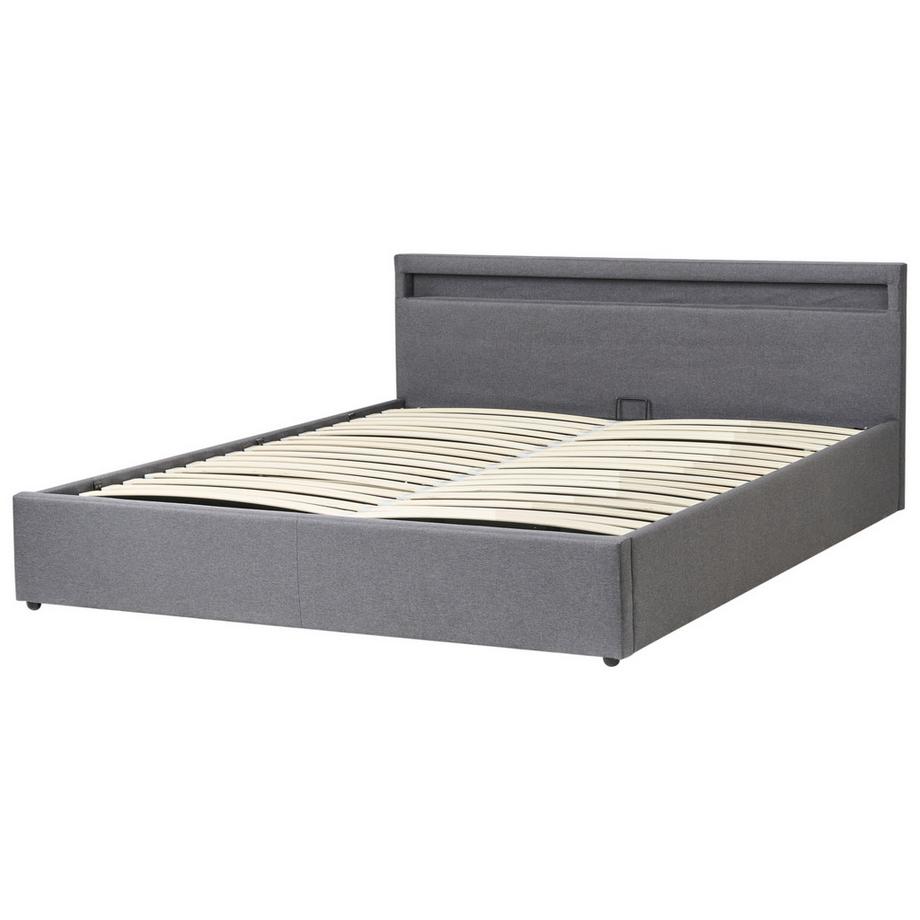 Beliani Lit ottoman avec LED en Tissu  ARMELLE  