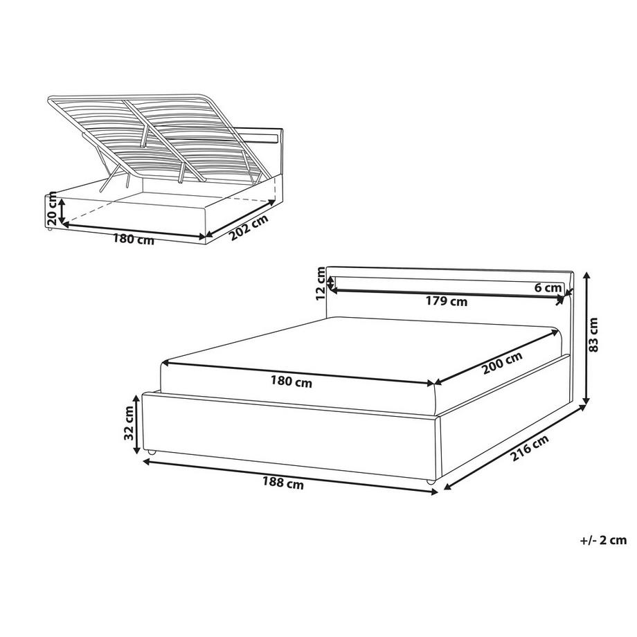 Beliani Lit ottoman avec LED en Tissu ARMELLE  