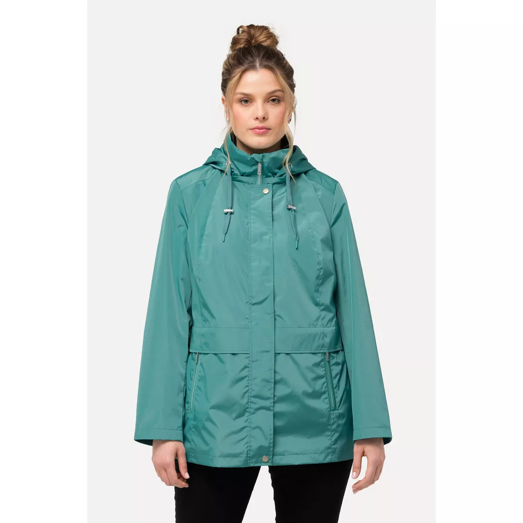 Ulla Popken - HYPRAR Windbreaker-Jacke, wasserabweisend, Kapuze, 42/44, Türkisblau
