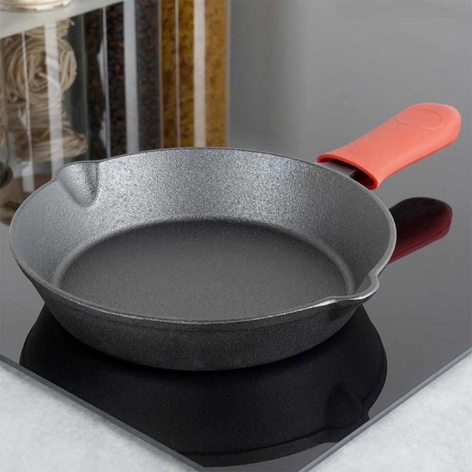 B2X  Poêle en fonte 20 cm avec couvercle en silicone pour induction et four 