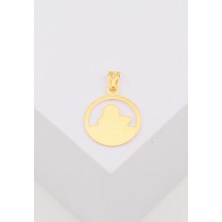 MUAU Schmuck  Pendentif ange en or jaune 750 cercle découpé, 18x13mm 