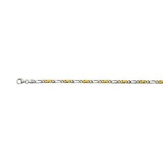 MUAU Schmuck  Bracelet Carrera/figaro bicolore or jaune/blanc 750, 22cm, 3.5mm 