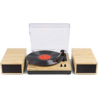 Fenton  RP165L Plattenspieler mit Lautsprechern, Holzoptik 