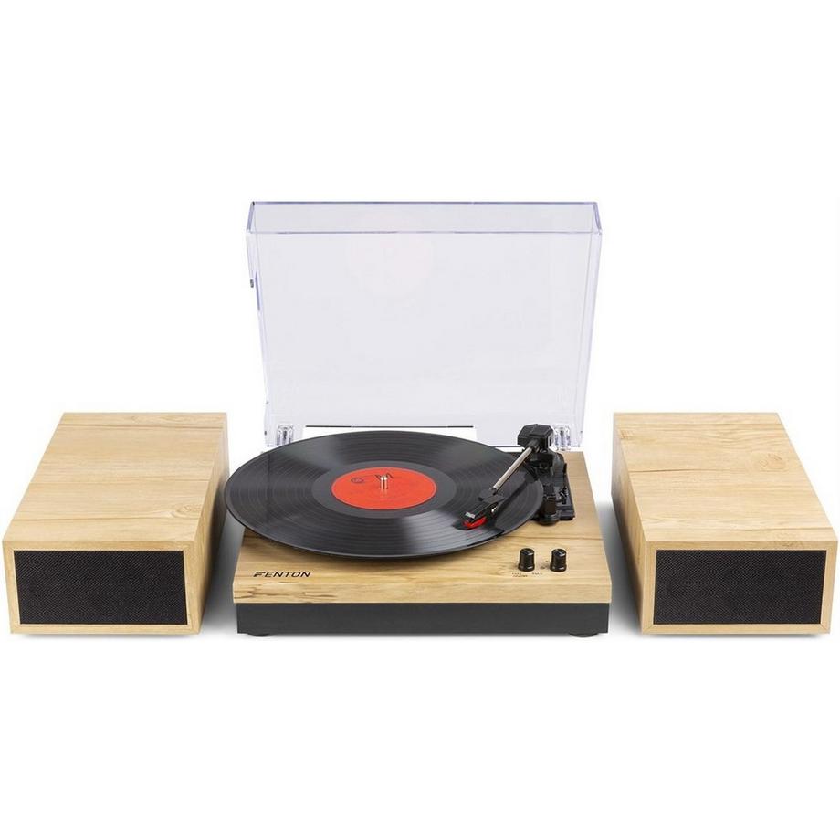 Fenton  RP165L Plattenspieler mit Lautsprechern, Holzoptik 