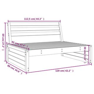 VidaXL Canapé central de jardin bois  