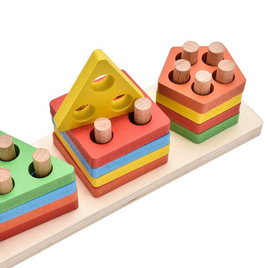 Activity-board  Hölzerne Puzzles Kinder Kleinkind Geometrisches Stapeln Spiel Farben und Formen Sortieren Spiel Lernspielzeug 