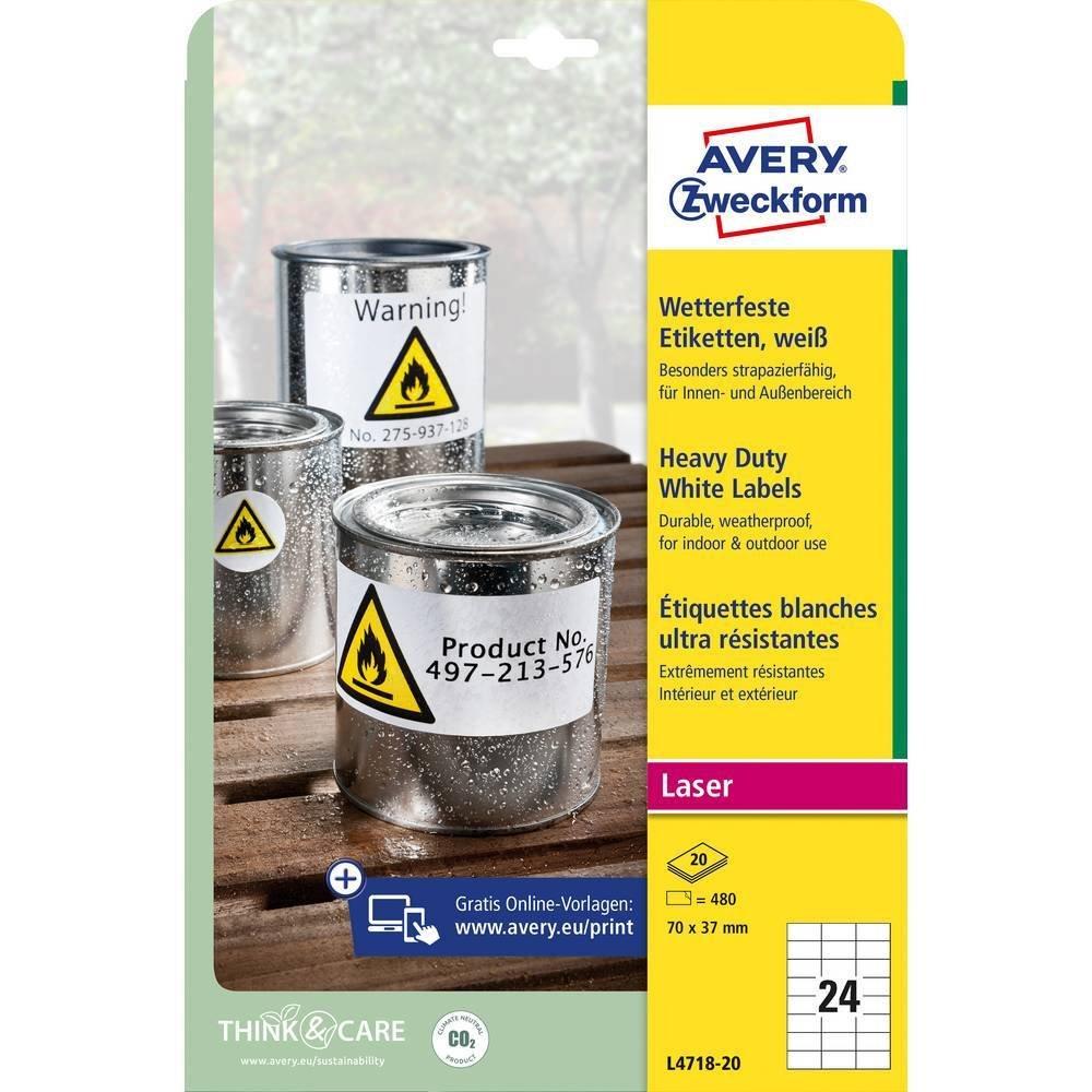 Avery-Zweckform AVERY ZWECKFORM Etiketten Laser 70x37mm, wetterfest 20 Blatt  