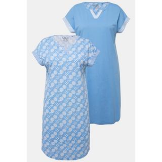 Ulla Popken  Bigshirts, 2er-Pack, Tunika-Ausschnitt, Halbarm 