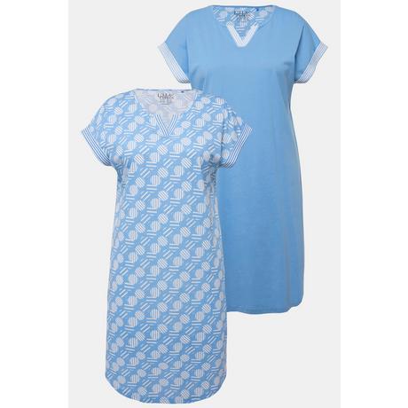 Ulla Popken  Bigshirts, 2er-Pack, Tunika-Ausschnitt, Halbarm 