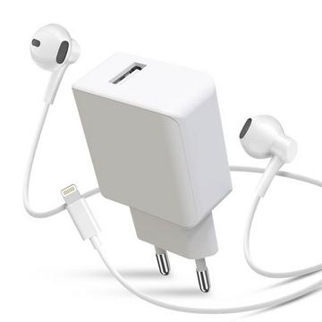 Set: USB Netzteil + Lightning Kopfhörer