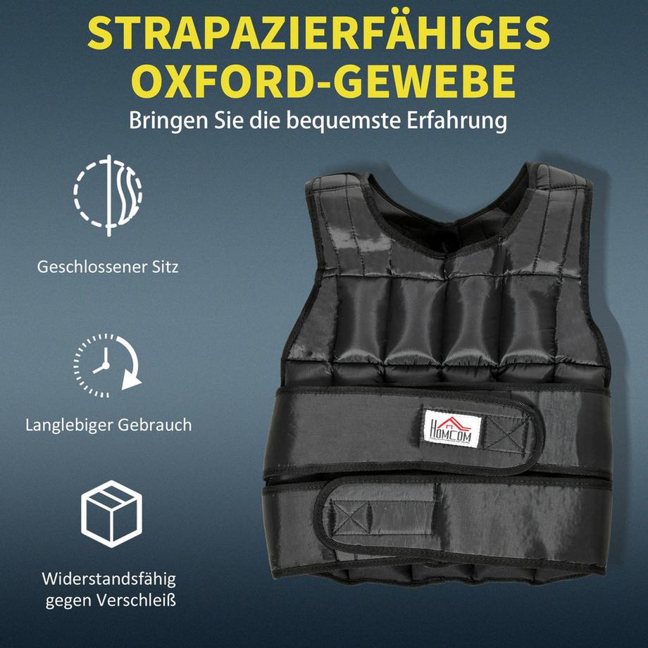 Northio  Gilet de musculation Gilet d'entraînement 30 kg avec 35 sacs de musculation, réglable, musculation, métal Oxford, noir, 60x50cm 