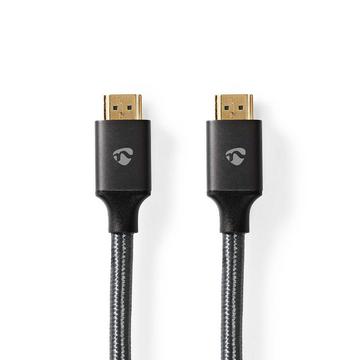 Câble HDMI™ haute vitesse avec Ethernet | Connecteur HDMI™ | Connecteur HDMI™ | 4K@60Hz | ARC | 18 Gbps | 1,00 m | Rond | Coton | Gris / Gris avec métal | Boîte avec fenêtre couverte