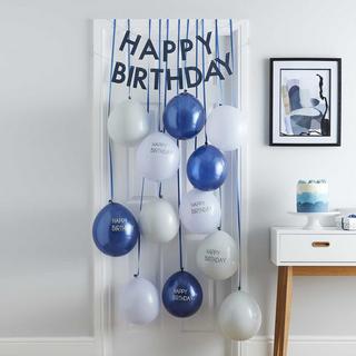Ginger Ray  Kit de Déco de Porte Ballons Happy Birthday Bleu Marine 