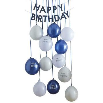Kit de Déco de Porte Ballons Happy Birthday Bleu Marine
