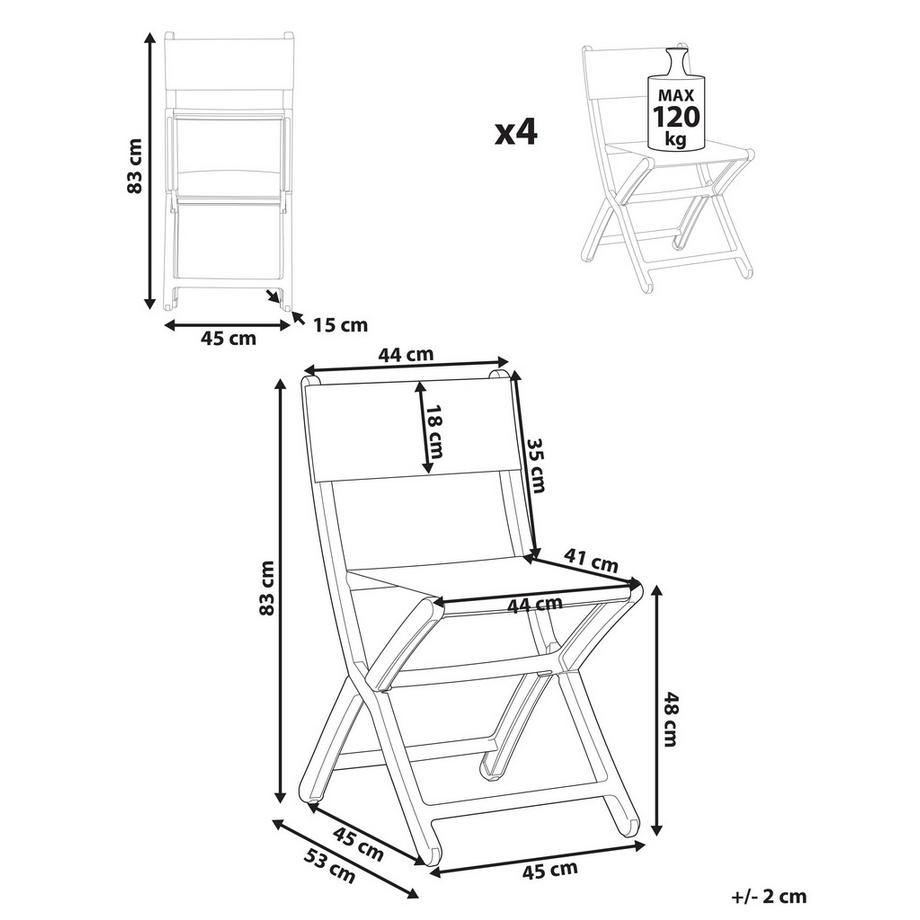 Beliani Set di 4 sedie da giardino en Polipropilene Moderno TALCA  